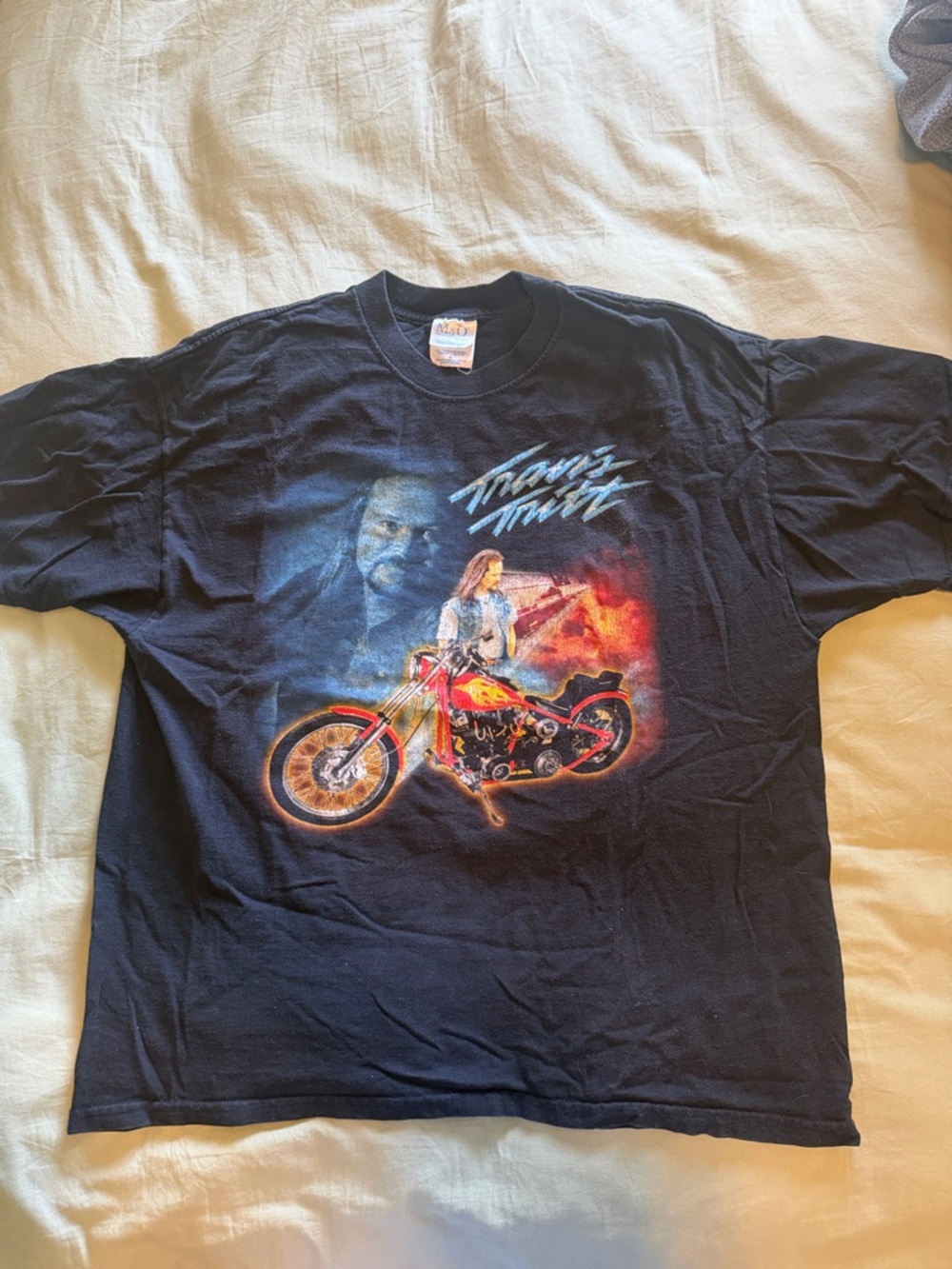 Vintage Black Graphic Motorcycle Tee - Travis Tritt
